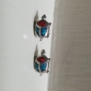 MEXICO Turquoise 925Sterling Silver Aztec earrings